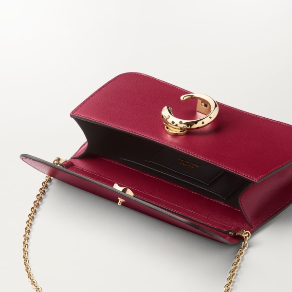 CRL1002397 - Mini chain bag, Panthère de Cartier - Cherry red calfskin,  gold and black enamel finish - Cartier