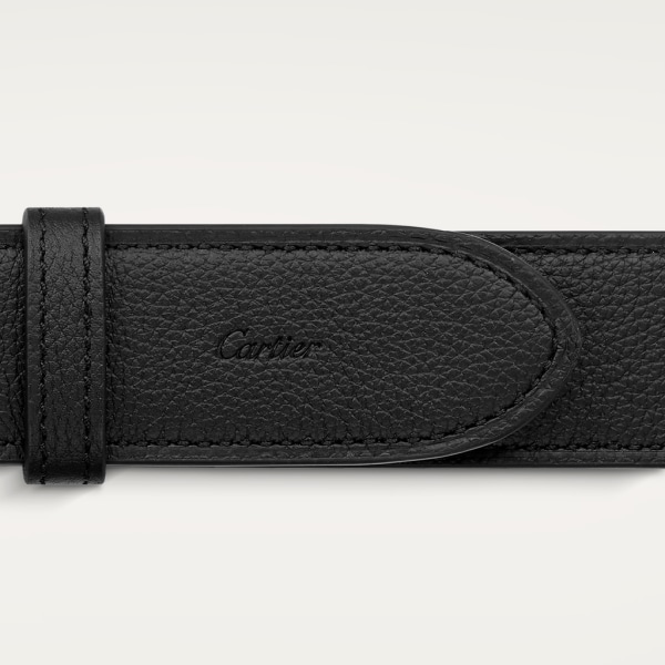 Cinturón Santos de Cartier Piel de ternera caqui y negro, hebilla acabado paladio