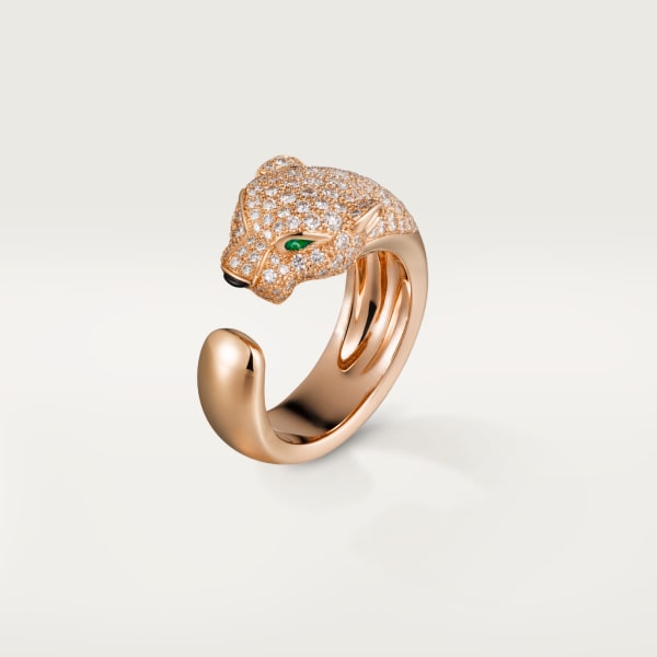 CRN4742200 - Panthère de Cartier ring - Rose gold, diamonds, emeralds, onyx  - Cartier