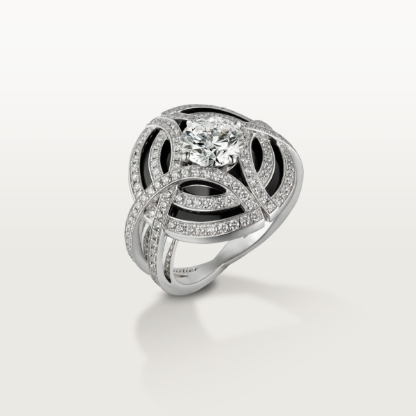 Galanterie de Cartier ring White gold, black lacquer, diamonds