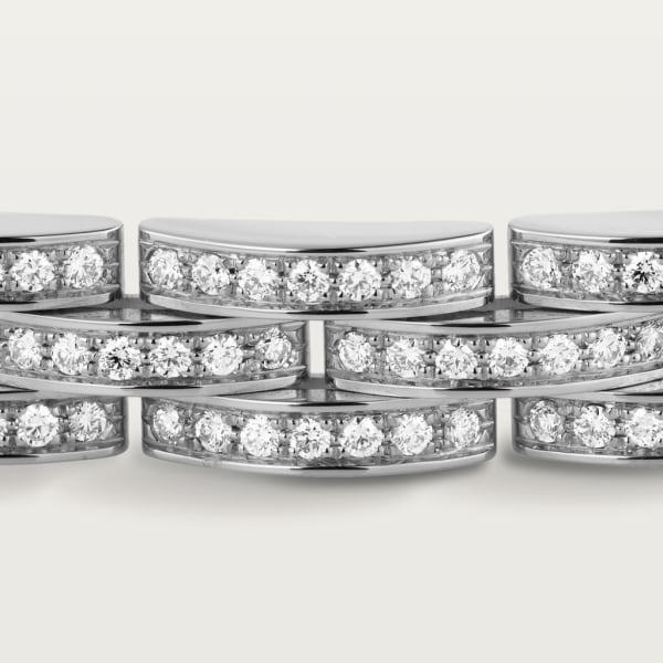 Maillon Panthère Armband schmal 3 Reihen ausgefasst Weißgold, Diamanten