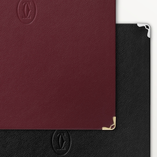 Must de Cartier large notebook set Black and burgundy calfskin, palladium and golden finish