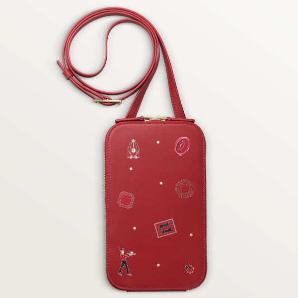 CRL3002007 Phone pouch Diabolo de Cartier Red calfskin and