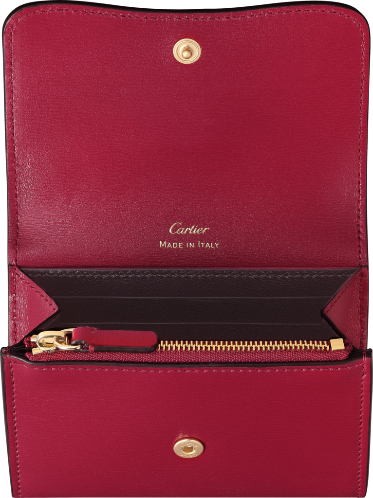 Wallet mini, Panthère de CartierCherry red calfskin, golden finish