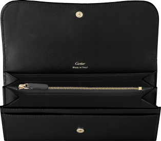 Cartera internacional con tapa, Panthère de Cartier Piel de becerro negra, acabado dorado