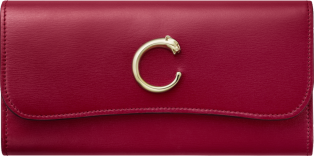 Cartera internacional con tapa, Panthère de Cartier Piel de becerro rojo cereza, acabado dorado