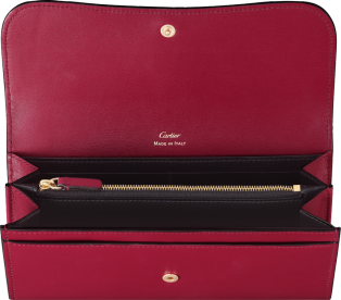 Cartera internacional con tapa, Panthère de Cartier Piel de becerro rojo cereza, acabado dorado