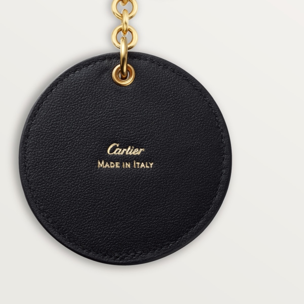 Diabolo de Cartier medallion key ring Black calfskin and golden finish