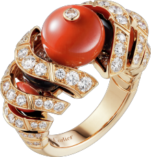 High Jewellery ring Rose gold, coral, onyx, diamonds