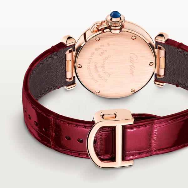 Reloj Pasha de Cartier 30 mm, movimiento de cuarzo, oro rosa , diamantes, correas de piel intercambiables