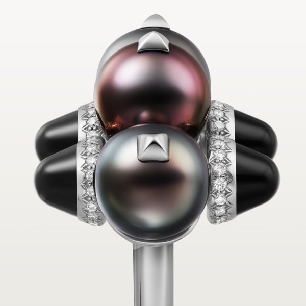 Bague Clash de Cartier Modèle XL Or gris rhodié, perles de Tahiti, onyx, diamants