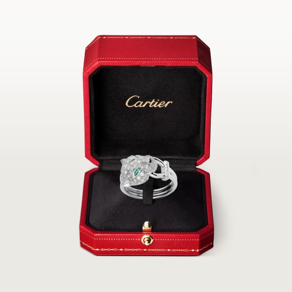 Panthère de Cartier Ring Weißgold, Diamanten, Smaragde, Onyx