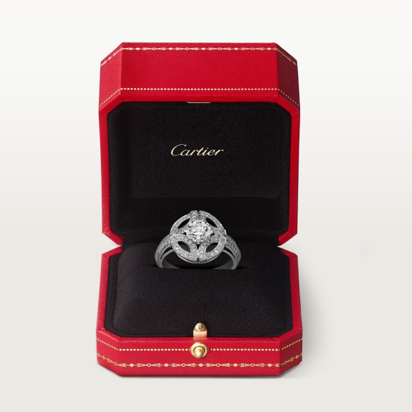 Anillo Galanterie de Cartier Oro blanco, laca negra, diamantes