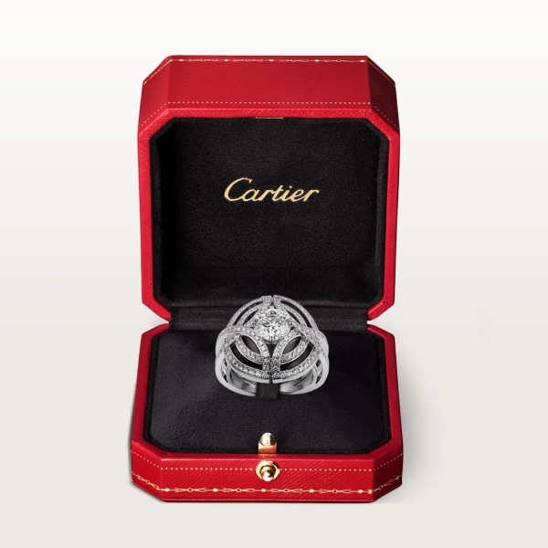 Anillo Galanterie de Cartier Oro blanco, laca negra, diamantes