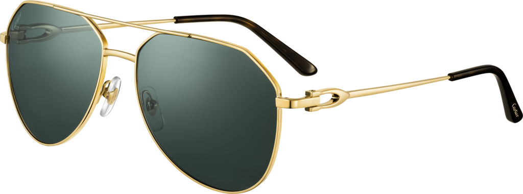 Gafas de sol Signature C de CartierMetal acabado dorado liso, lentes verdes polarizadas