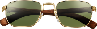 Première de Cartier Sunglasses Brown wood, smooth golden-finish, green lenses