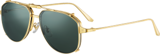 Gafas de sol Santos de Cartier Metal acabado dorado liso y cepillado, lentes clip-on verdes polarizadas