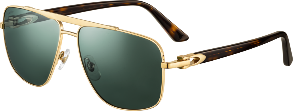 Gafas de sol Signature C de CartierMetal acabado dorado liso, lentes verdes polarizadas