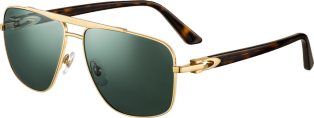 Gafas de sol Signature C de Cartier Metal acabado dorado liso, lentes verdes polarizadas