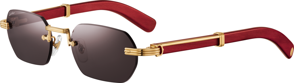 Première de Cartier SunglassesSmooth golden-finish metal, grey lenses