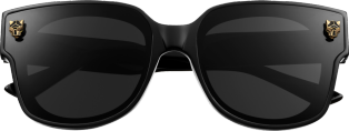 Gafas de sol Panthère de Cartier Acetato negro, lentes grises con flash dorado