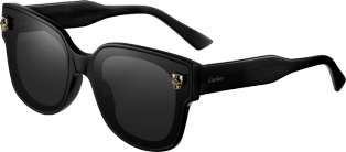 Gafas de sol Panthère de Cartier Acetato negro, lentes grises con flash dorado