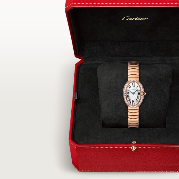 Mini Baignoire watch Mini model, quartz movement, rose gold, diamonds