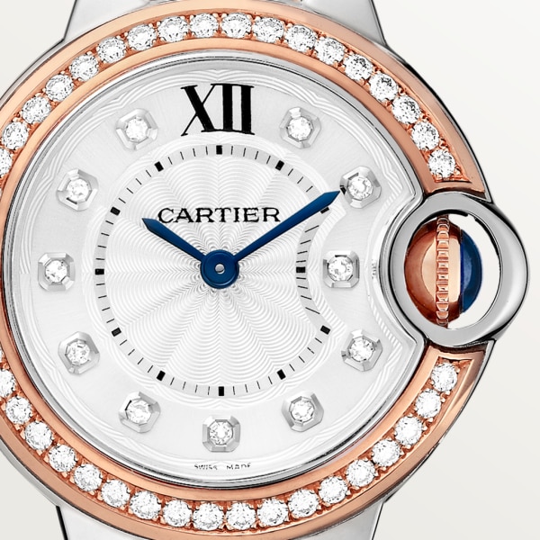 Ballon Bleu de Cartier 28 mm, Roségold, Edelstahl, Diamanten