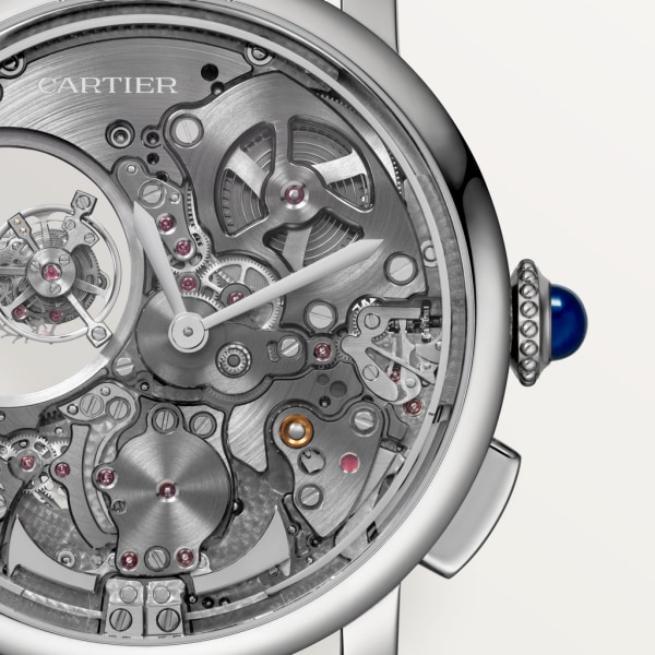 Rotonde de Cartier watch 45mm, hand-wound mechanical movement, titanium, leather