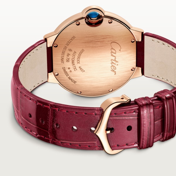 Ballon Bleu de Cartier watch 36 mm, automatic mechanical movement, rose gold, diamonds, leather