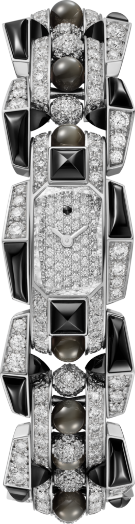 Clash [Un]limited watchSmall model, quartz movement, rhodium-finish white gold, diamonds, spinels, obsidian