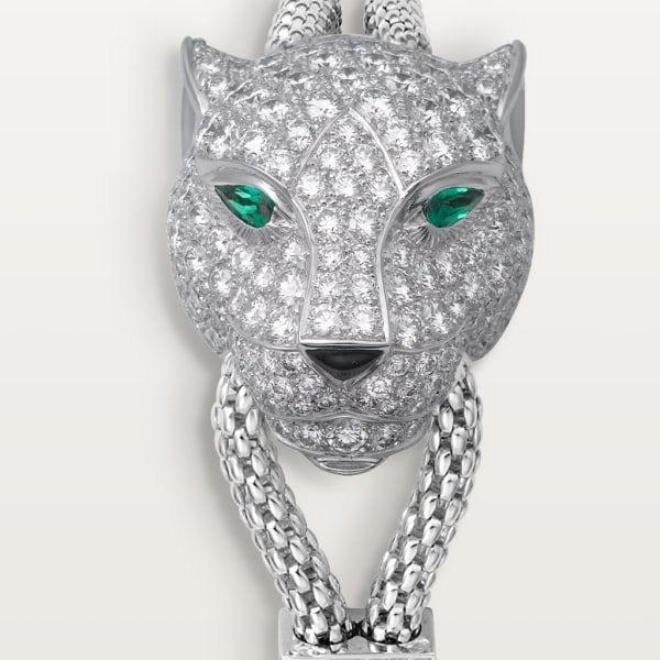 Bracelet Panthère de Cartier Or gris, diamants, émeraudes, onyx