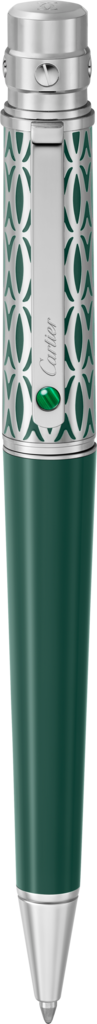Bolígrafo Santos de CartierTamaño grande, metal grabado, laca verde, acabado paladio