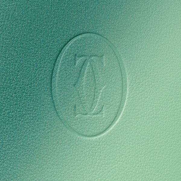 Four-credit card holder, Must de Cartier Graduated leaf green calfskin, palladium finish