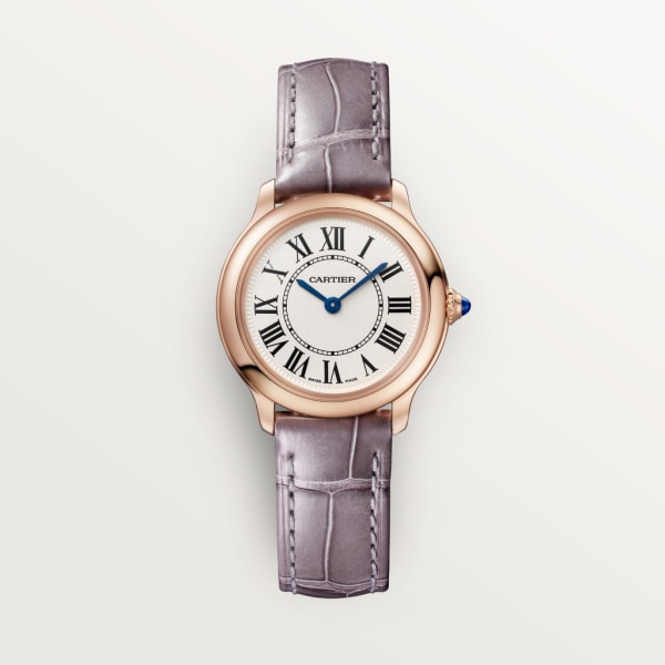 Ronde Louis Cartier watch 29 mm, quartz movement, rose gold, leather