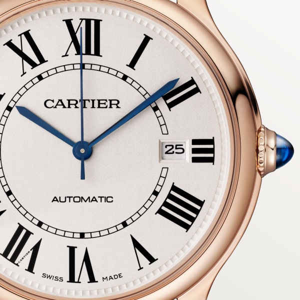 Reloj Ronde Louis Cartier 40 mm, movimiento mecánico de cuerda manual, oro rosa, piel
