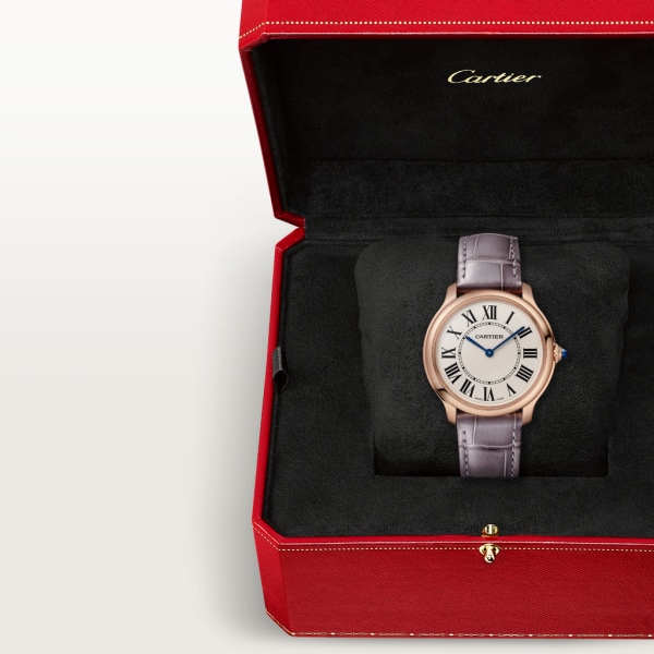 Reloj Ronde Louis Cartier 36 mm, movimiento de cuarzo, oro rosa, piel