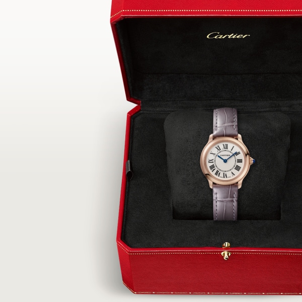 Ronde Louis Cartier watch 29 mm, quartz movement, rose gold, leather