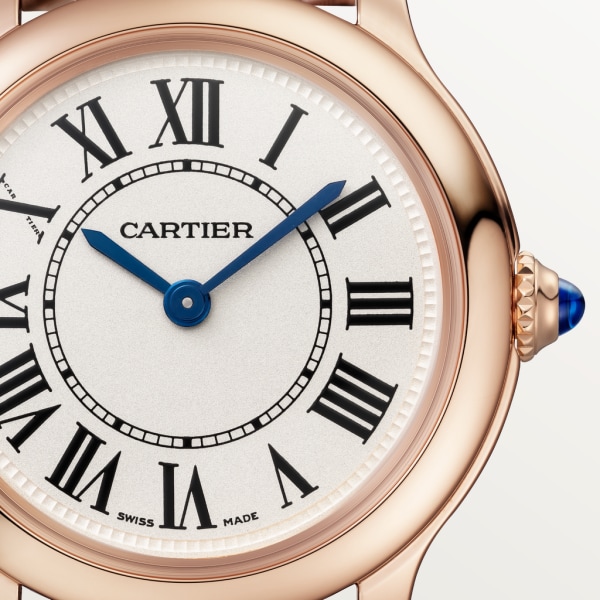 Reloj Ronde Louis Cartier 29 mm, movimiento de cuarzo, oro rosa, piel