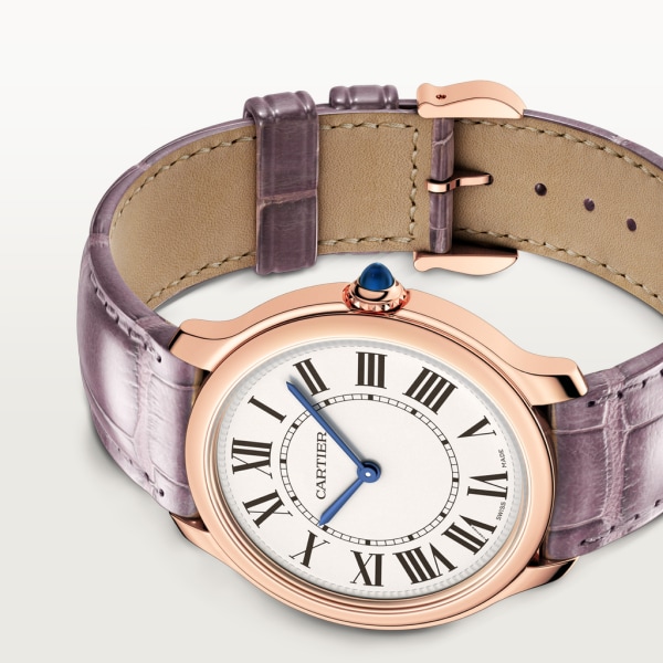 Reloj Ronde Louis Cartier 36 mm, movimiento de cuarzo, oro rosa, piel