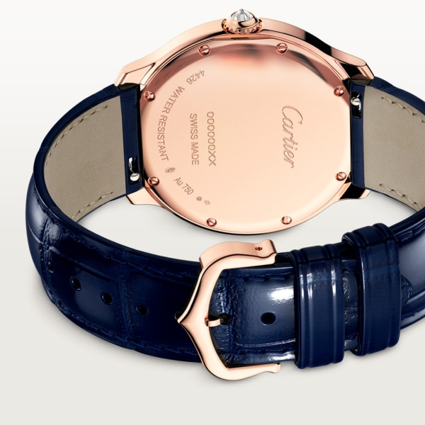 Reloj Ronde Louis Cartier 36 mm, movimiento de cuarzo, oro rosa, diamantes, piel