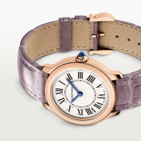 Reloj Ronde Louis Cartier 29 mm, movimiento de cuarzo, oro rosa, piel