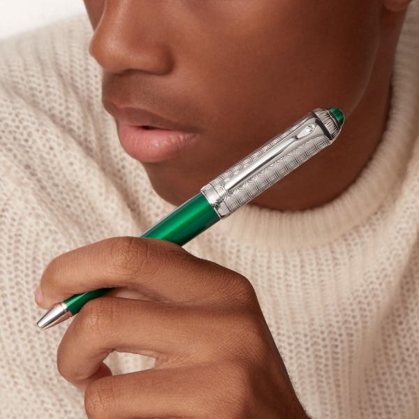 R de Cartier pen Middle East limited edition, engraved metal, lacquer, malachite, palladium finish