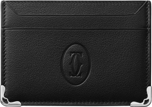 Double card holder, Must de Cartier Black calfskin, palladium finish