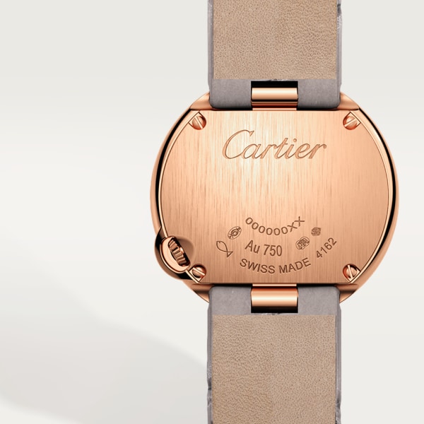 Reloj Ballon Blanc de Cartier 26 mm, movimiento de cuarzo, oro rosa, diamantes, piel