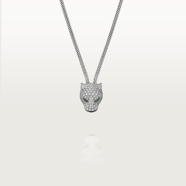 Collier Panthère de Cartier Or gris, diamants, émeraudes, onyx