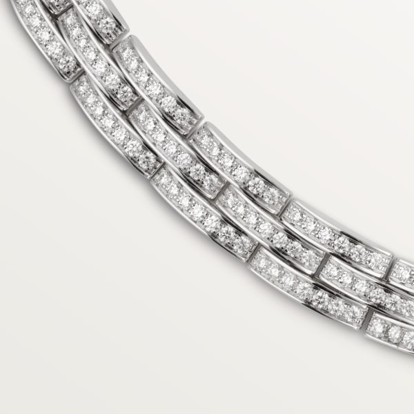 Collar Maillon Panthère fino 3 hileras con pavé Oro blanco, diamantes