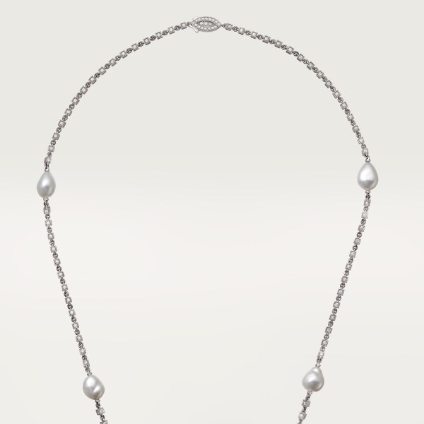 Collier Galanterie de Cartier Or gris, perles de culture, diamants
