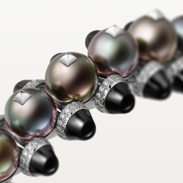 Bracelet Clash de Cartier Or gris rhodié, perles de Tahiti, onyx, diamants
