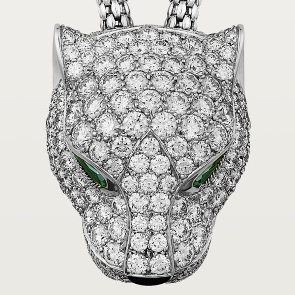Collier Panthère de Cartier Or gris, diamants, émeraudes, onyx